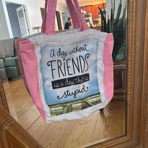 Pink and White Tote Bag